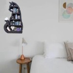 Shape Crystal Wooden Shelf Bedroom Display Wall Shelf for Crystals Stone Essential Oil Gothic Wit